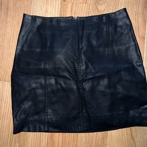 Free people black leather mini skirt